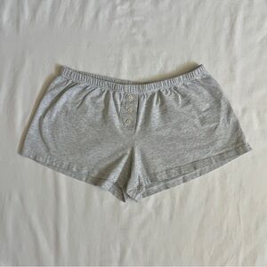 Brandy Melville Keira Shorts | Light Grey Button Detail Sweat Shorts One Size